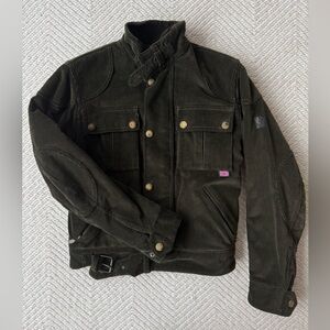 Belstaff Dark Green Corduroy Quilted Bomber Jacket sz xS